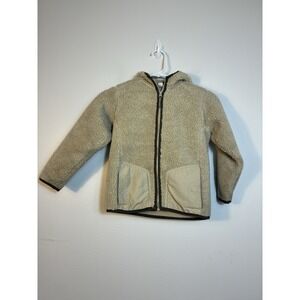 lands‎ end sherpa full zip hoodie Boys 5/6 Tan Outdoor School